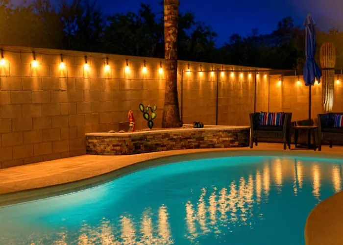 Private Pool & Waterfall Evening Lights * Oro Valley