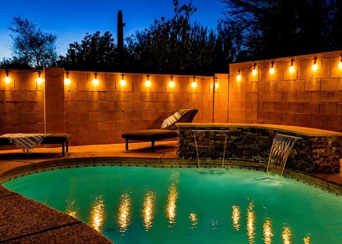 Private Pool & Waterfall Evening Lights * Oro Valley